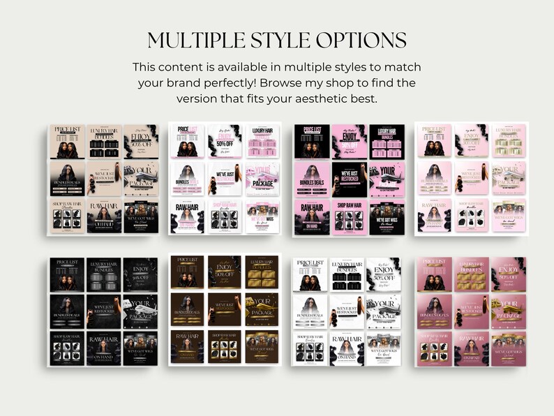 Hair Branding Kit Canva Hair Template Instagram Post Hair Wig Business ...