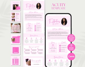 Esthetician Acuity Scheduling Template Esthetician Booking Acuity Site Esthetician Website Template Esthetician Instagram Posts Canva Acuity