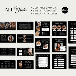 Lash Tech Acuity Scheduling Website Lash Stylist Acuity Template Lash Site Schedule Canva Black Acuity Editable Lashing Acuity Booking Lash image 4