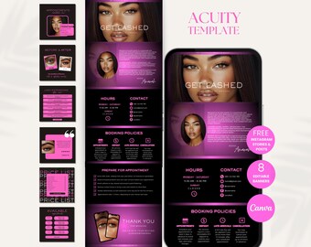 Acuity Scheduling Lash Website Template Acuity DIY Template Scheduling Lash Tech Acuity Template Site Canva Acuity Template Lash Schedule