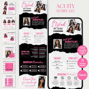Hairstylist Acuity Scheduling Template Hair Acuity Booking Template Hair Acuity Website Editable Acuity Canva Hair Stylist Acuity Site DIY