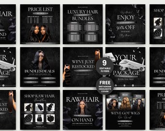 Hair Price Lists Hair Bundle Post Wig Branding Hair Bundles Instagram Template Hair Bundles Flyer Hair Stylist Wig Flyers Hair Deals Flyer