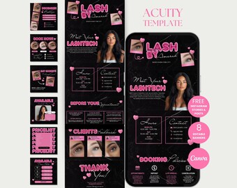 Lash Acuity Scheduling Website Lashes Acuity Template Booking Site Lashing Acuity Schedule Template Lash Tech Website Acuity Canva Lash