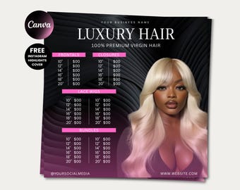 Hair Bundles Price List Flyer Template Wig Price List Hair Bundles Flyer Hair Sale Wig Special Flyer Hair Install Flyer Hair Deal Wig Flyer