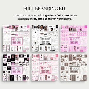 May include: A branding kit with a pink and white color scheme. The kit includes templates for social media, business cards, and other marketing materials. The text "FULL BRANDING KIT" is at the top, with "NAL TECH BRANDING" repeated throughout.