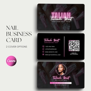 Tarjeta de presentación para uñas, tarjeta de presentación para Instagram de tecnología de uñas, tarjeta de IG de uñas editable, tarjeta de presentación para cabello, tarjeta de Instagram con código QR para tecnología de pestañas, estilista de cabello