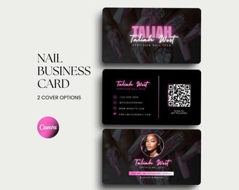 Tarjeta de presentación para uñas, tarjeta de presentación para Instagram de tecnología de uñas, tarjeta de IG de uñas editable, tarjeta de presentación para cabello, tarjeta de Instagram con código QR para tecnología de pestañas, estilista de cabello