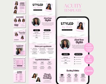 Hair Acuity Scheduling Template Hairstylist Acuity Website Hair Template Acuity Booking Hair Tech Acuity DIY Canva Acuity Hair Schedule Site