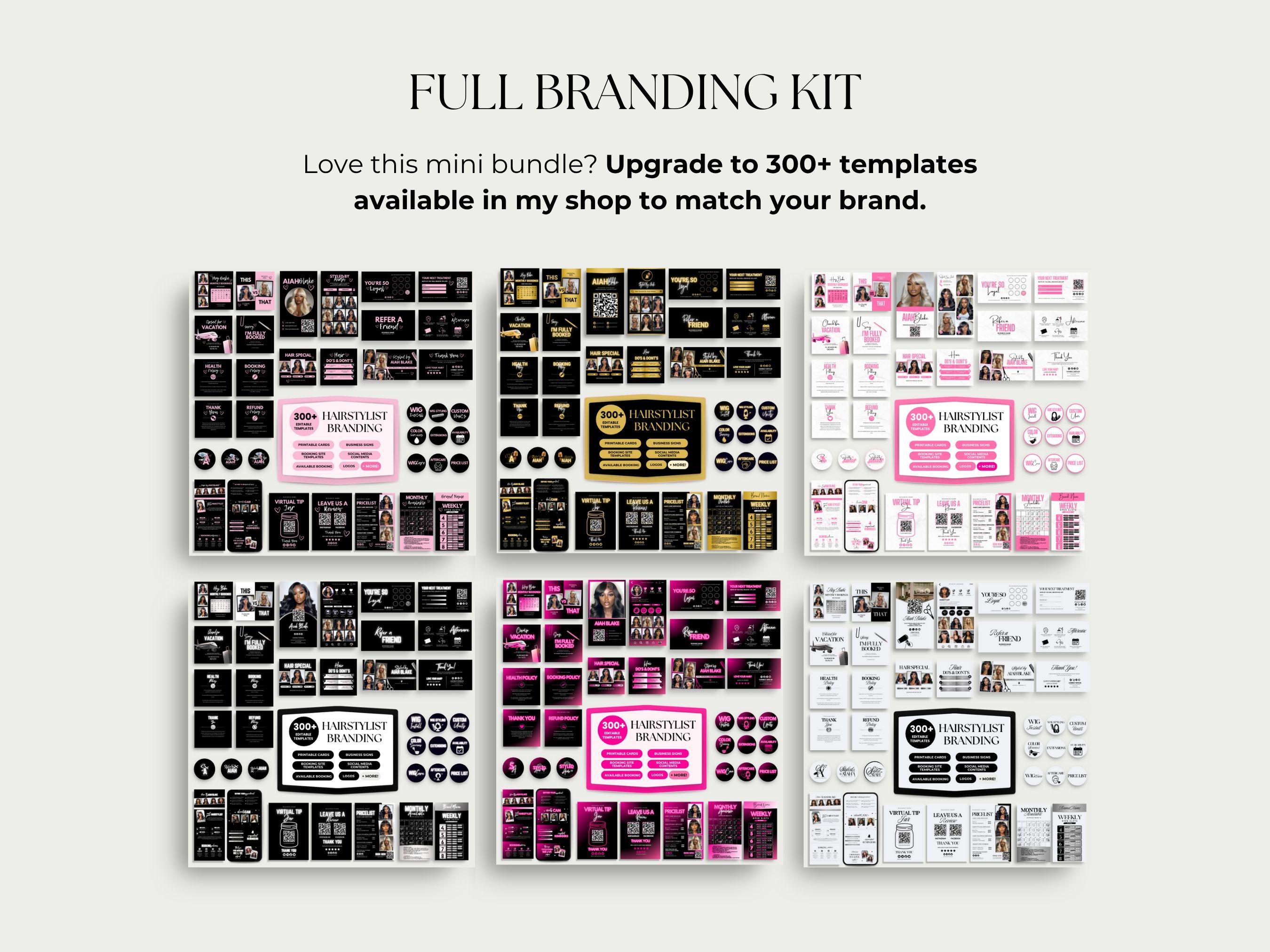 Hair Branding Kit Canva Templates Hair Wig Business Beauty Branding Kit ...