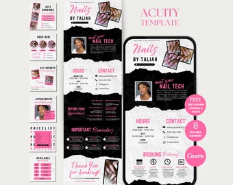 Nail Acuity Scheduling Template Nailtech Acuity Site Nail Schedule Acuity Nail Booking Site Canva Editable Acuity Nail Artist Acuity Website