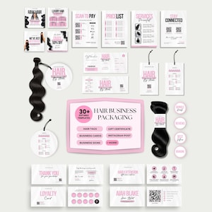 Bundle Business Hair Branding Package Hang Tag Template Canva Hair Wig Business Hair Bundles Pricelist Hairstylist Templates Wig Hair Tags