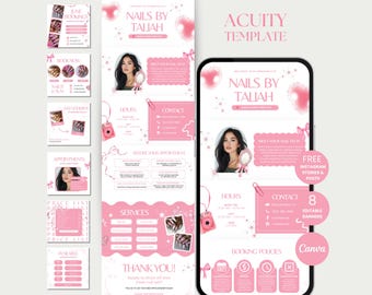 Nail Acuity Schemaläggningsmall Nail Tech Acuity Mall för rosa Canva Acuity Nagelstylist Bokningssajt Nails Acuity Webbplats Schemaläggning Nagel