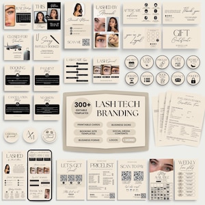 Lash Tech Branding Template Beauty Branding Kit Lash Artist Post Acuity Booking Lash Tech Cards Business LashTech Template Canva Lash Bundle