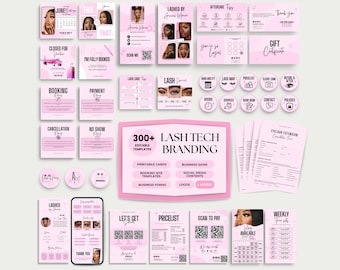 Kit de marca Lashtech Plantillas de Instagram para artistas de pestañas Publicación de Lash Tech en Canva Tarjeta de presentación de Lash Tech Programa de Lash Acuity Formulario de extensión de pestañas