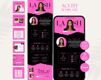 Acuity Scheduling Template Lash Tech Acuity Website Lash Tech Acuity Canva Template Lash Acuity Website DIY Lash Acuity Schedule Template