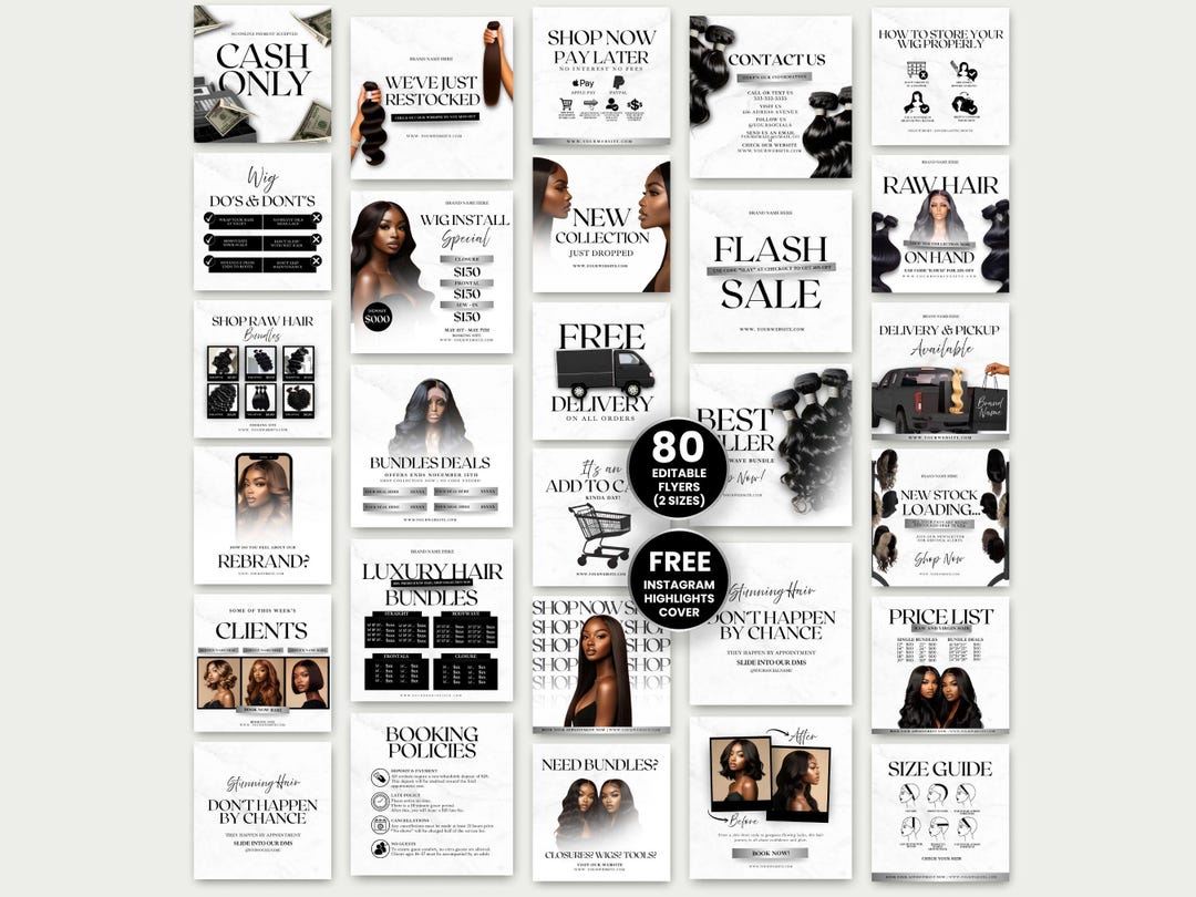 Hairstylist Canva Template Hair Instagram Post Wig Template Canva Hair ...