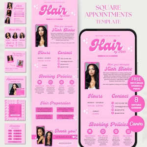 Modèle de site Square Bookings pour les cheveux Modèles de cheveux pour site de rendez-vous Square Square Modèles de site Web pour cheveux Square Booking Hair
