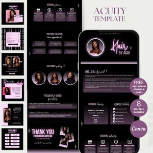 Canva Acuity Scheduling Template Hair Stylist Acuity Template Hair Website Scheduling Acuity Hair Template Schedule Acuity Hair Stylist