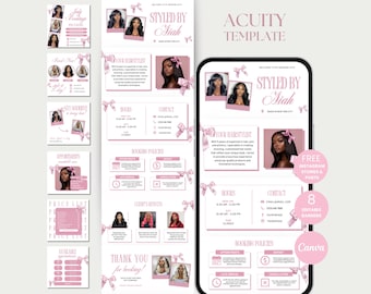 Modelo de agendamento Acuity para cabeleireiros, site Acuity para cabeleireiros, modelo de site de reservas Acuity para cabeleireiros, Canva para cabeleireiros, site Acuity para técnicos de cabelo
