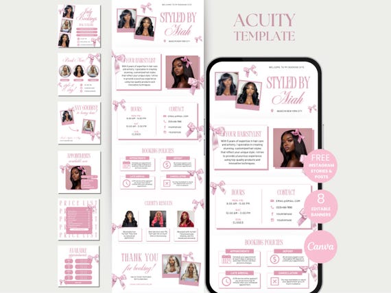 Hairstylist Acuity Template Scheduling Acuity Hair Site Acuity Booking Hair Website Template Hair Stylist Acuity Canva Hair Tech Acuity Site
