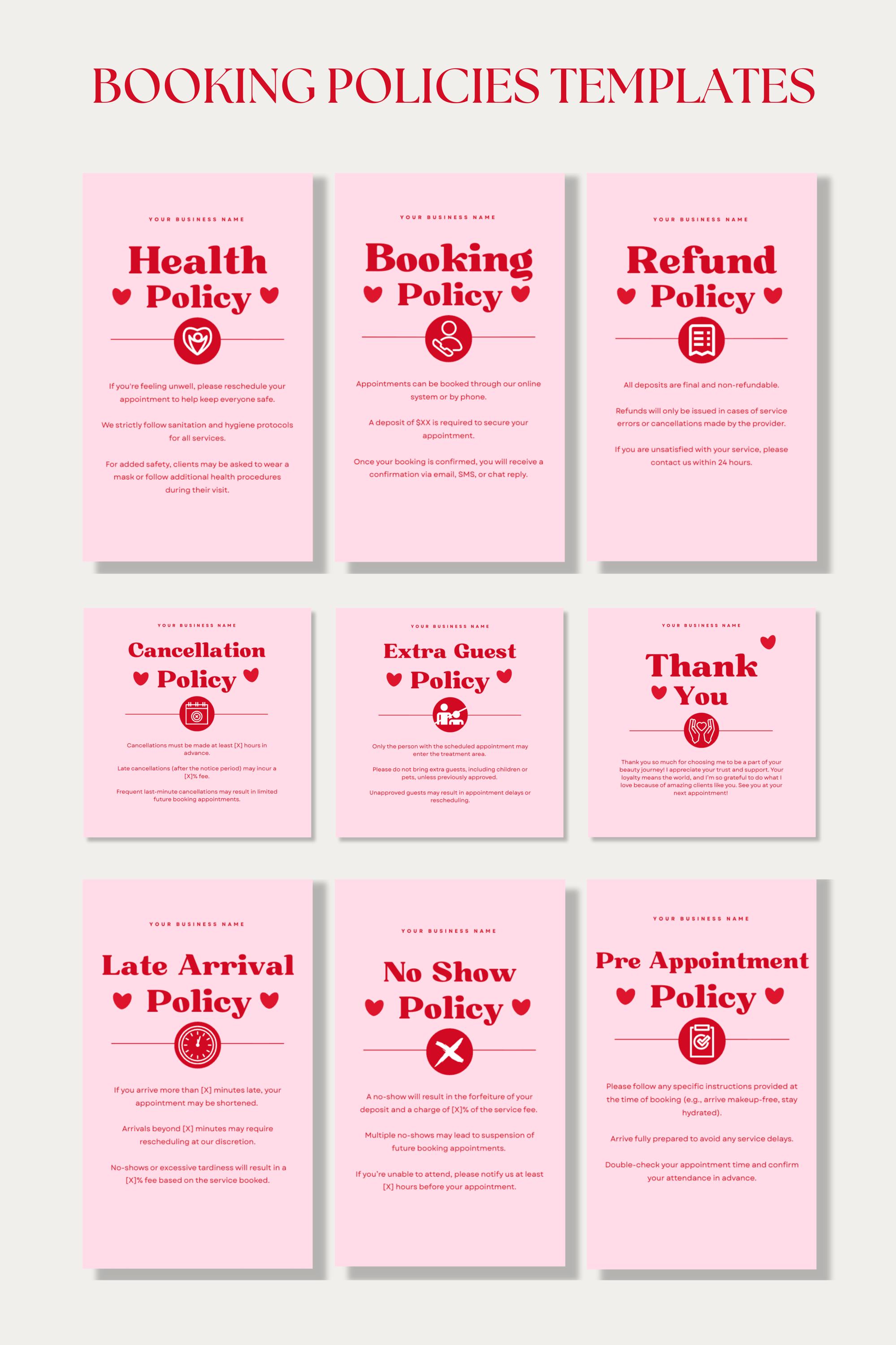Booking Policies Template Instagram Policy Nailtech Posts Hair Booking ...