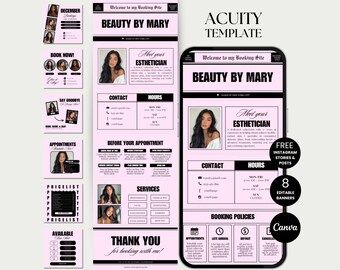 Esthetician Acuity Scheduling Website Esthetician Booking Site Acuity DIY Template Medspa Esthetician Branding Acuity Canva Esthetician Site