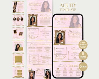 Acuity Scheduling Template Esthetician Canva Acuity Website Esthetician Booking Site Pink Acuity Esthetician Editable Esthetician Template