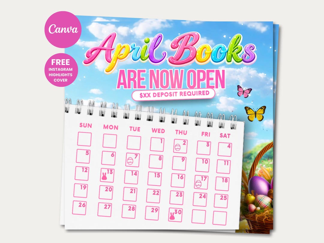 April Calendar Flyer Hair April Booking Flyer Monthly Bookings ...