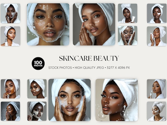 Skincare Stock Photos Skin Website Skincare Business Photo Skincare Branding Melanin Black Skin Model Skin Photos Esthetician Instagram Post