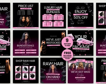 Hair Sales Flyer Hair Bundle Price List Hair Business Flyer Wig Install Books Hair Deal Flyer Bundle Deals Pricelist Hair Template Wig Flyer