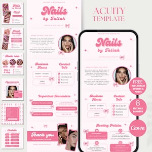 Pink Acuity Nails Scheduling Template Acuity Nail Tech Booking Site Nail Website Acuity Nail Tech Acuity Canva Nail Acuity Schedule Nail