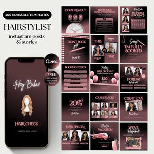 Hairstylist Instagram Templates Hair Open Book Wig Booking Flyer Hair Install Posts Hair Business Branding Hair Content Wig Flyer Books Hair
