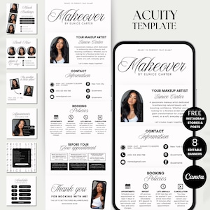 Make Up Acuity Scheduling Seite Acuity Canva Make-up Artist-Buchungsseite Make-up-Scheduler Template Make-up-Website Makeup-Posts Bearbeitbare Acuity