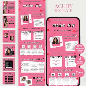 Rosa Acuity Makeup Scheduling Template Make-up-Planer Acuity-Buchungsseite Makeup Acuity DIY Canva Makeup-Stylist Acuity Bearbeitbare Website