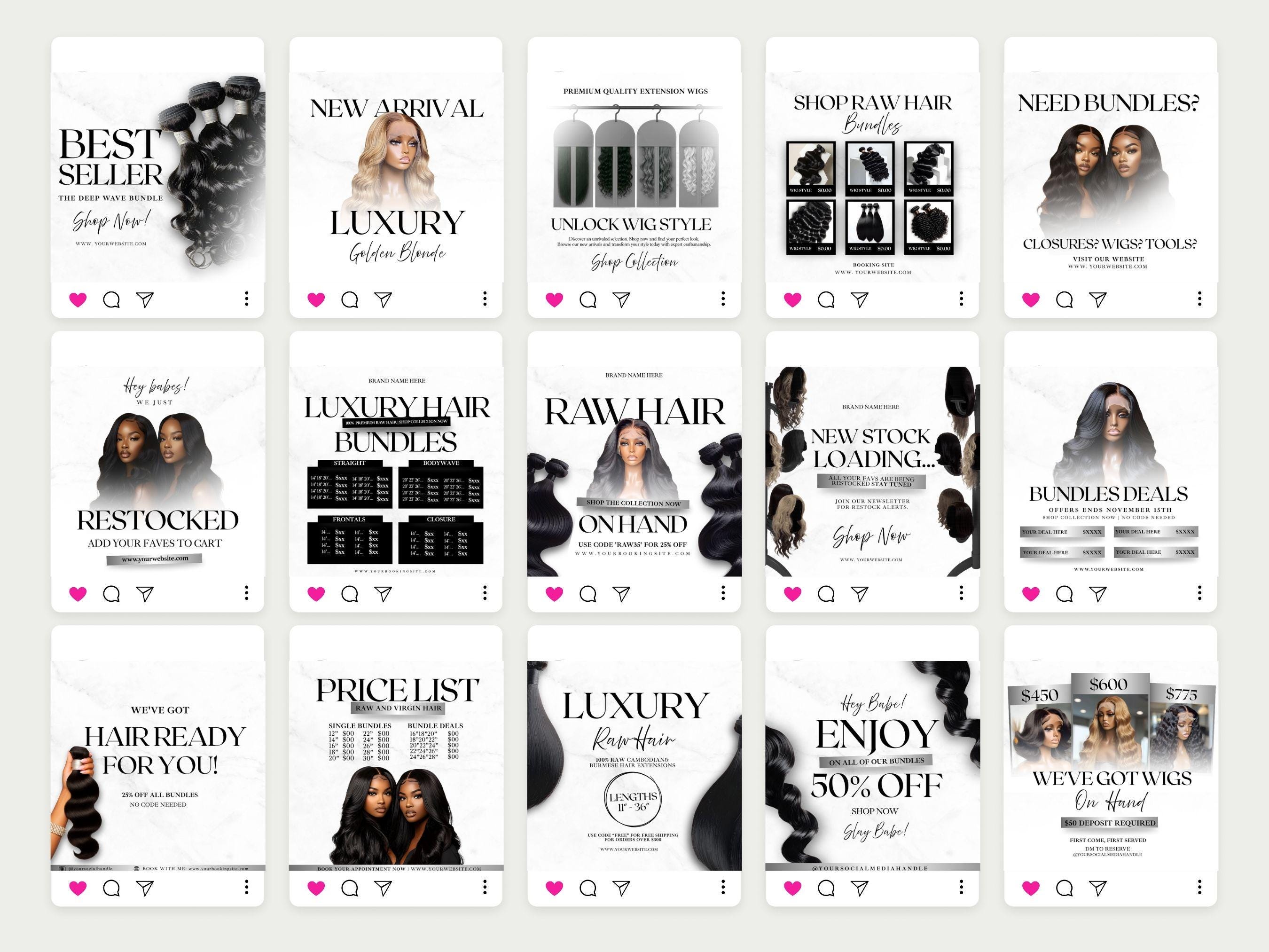 Hairstylist Canva Template Hair Instagram Post Wig Template Canva Hair ...