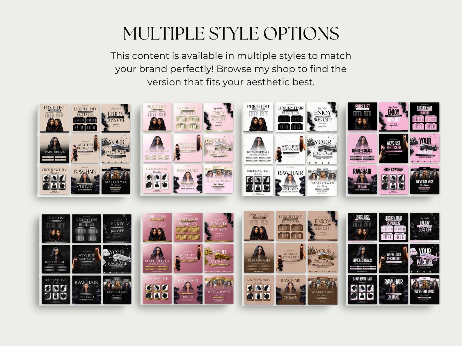 Hair Wig Instagram Post Template Canva Hairstylist Branding Wig ...