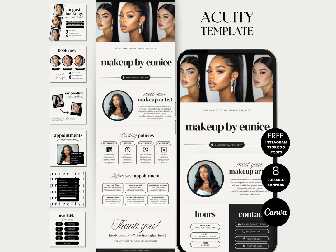 Makeup Acuity Scheduling Template Makeup Booking Site Makeup Schedule ...