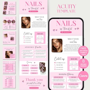 Nail Acuity Scheduling Nail Tech Acuity Booking Site Template Nail Stylist Acuity Site Template Nail Acuity Schedule Nail Canva Acuity Pink