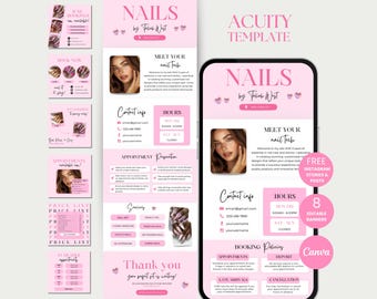 Nail Acuity-schemaläggning Nail Tech Acuity-bokningsmall Nail Stylist Acuity-mall Nail Acuity-schema Nail Canva Acuity Pink