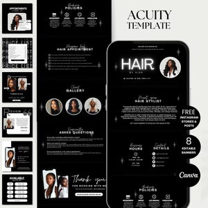 Hair Stylist Acuity Booking Template Scheduling Canva Site Acuity Hair Website Template Acuity Canva Scheduling Template Hair Stylist Acuity