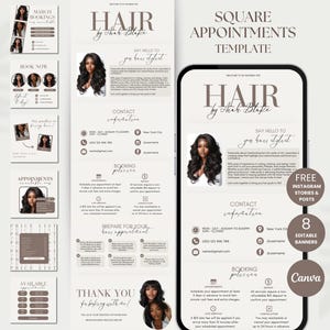 Quadratische Buchung Website Vorlage Haar Quadratische Termine Haar Website Template Quadratische Website Hair Website Canva Quadratische Buchung Website Hair Book