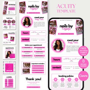 Nails Acuity Scheduling Template Nail Tech Acuity Book Nail Schedule Site Acuity Template Nail Stylist Acuity Editable Pink Acuity Nails