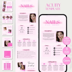Nails Acuity Template Pink Scheduling Nail Tech Acuity Website Nail Template Acuity Nail Booking Site Canva Acuity Template Nail Stylist