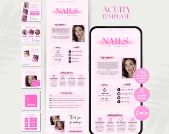 Nails Acuity-mall Rosa schemaläggning Nageltekniker Acuity-webbplats Nagelmall Acuity Nagelbokningssajt Canva Acuity-mall Nagelstylist