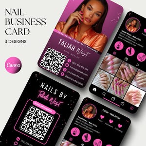 Nagel Visitenkarte Instagram QR Code Nail Tech Karte Business Nails Salon Karte Beauty Visitenkarte Nail Artist Visitenkarte Nails Template