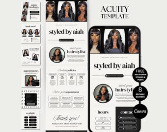 Hair Acuity Scheduling Template Hairstylist Acuity Website Hair Template Acuity Booking Hair Schedule Acuity Editable Hair Tech Acuity Canva