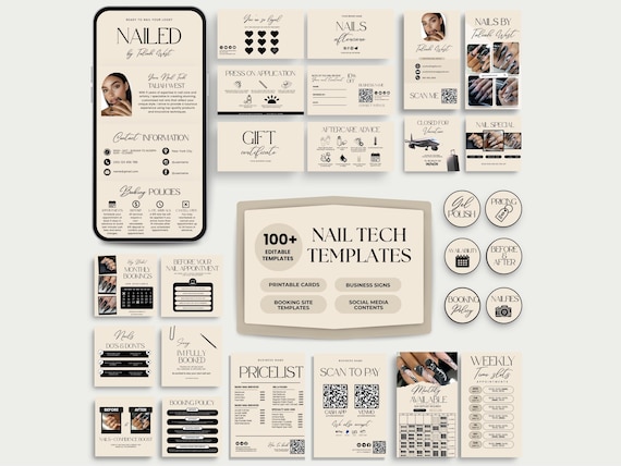 Nail Tech Canva Template Nail Business Sign Nail Bundle Kit Branding Nailtech Acuity Schedule Nail Books Flyer Logo Design Nail Tech Forms