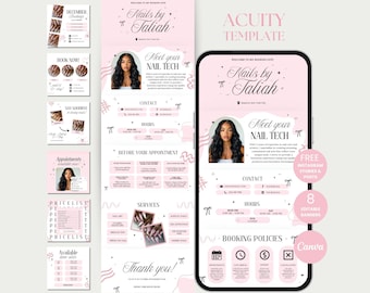 Pink Acuity planningssjabloon Nailtech Acuity Canva nagelplanning Acuity website nagelsjabloon Acuity Scheduler nagelstyliste Acuity Site