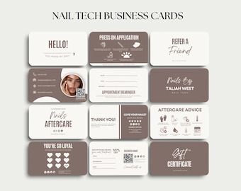 Visitekaartje Nagelsjabloon Drukwerkkaartjes Nagels Nazorg DIY-kaart Nail Canva Klantenkaart Nail Tech Visitekaartje Perssjabloon Nagelsalon