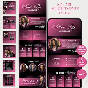 Square Appointments Template Hair Booking Site Square Template Website Hair Square Booking Site Pink Square Appointments Canva Hair Booking